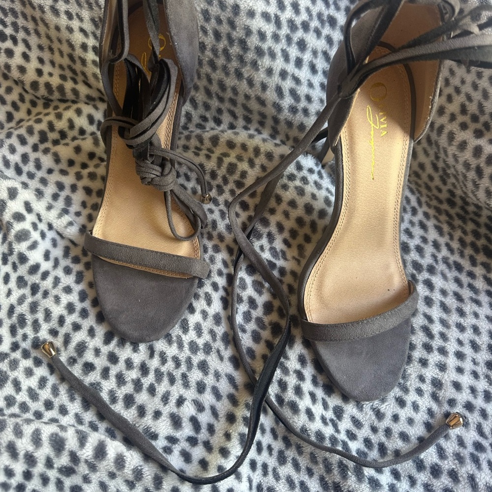 Sleek Gray High Heel Sandals